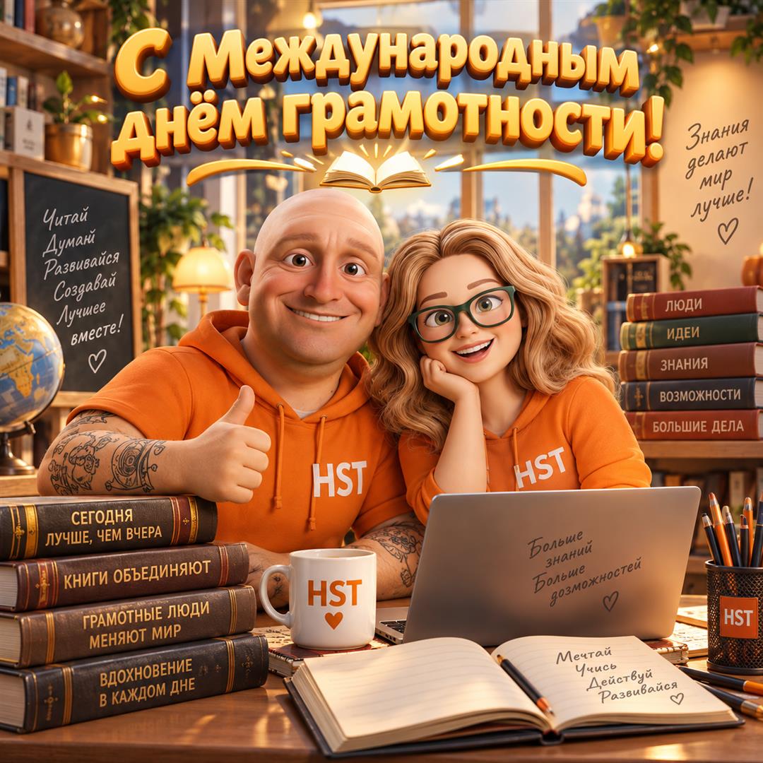 Международный день грамотности — открытка HST AI, 8 сентября 2026