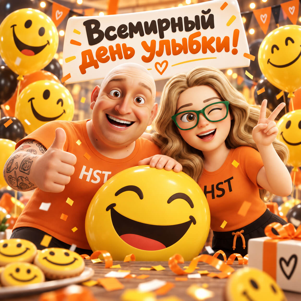 Сегодня официально разрешено улыбаться без причины — открытка HST AI, 2 октября 2026