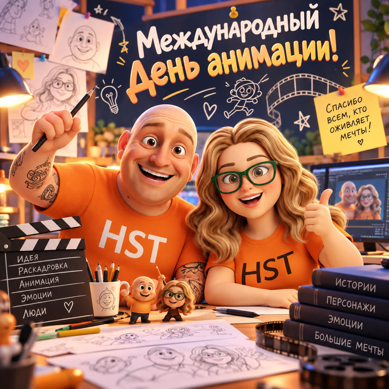 28 октября — Международный день анимации — открытка HST AI, 28 октября 2026
