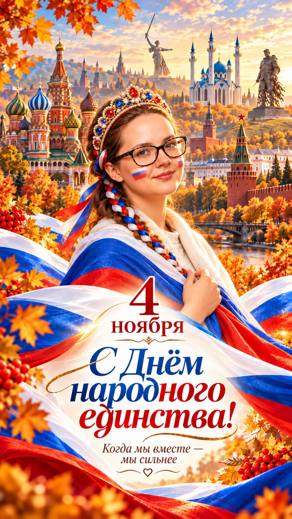 Пример готовой открытки ко Дню народного единства