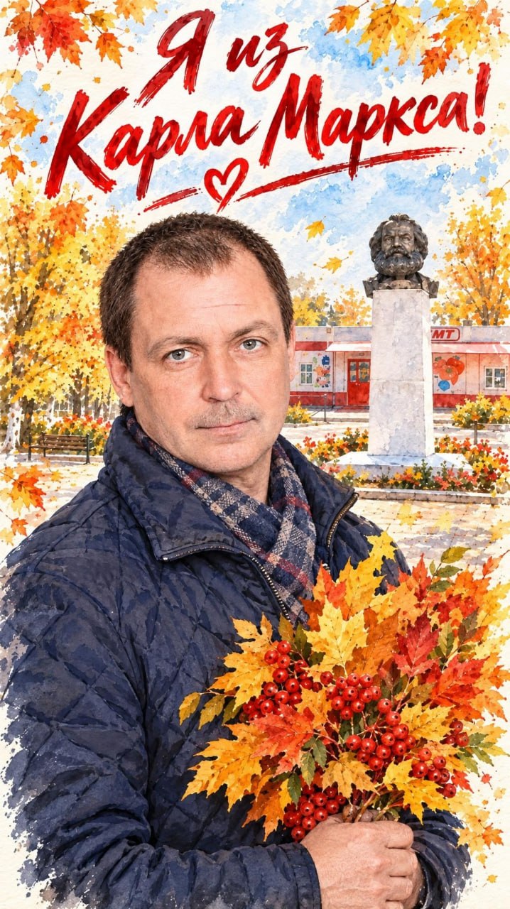 Я из Карла Маркса! https://hstai.ru/community/ Фотобудка ONLINE! Любые праздничные открытки, фото на паспорт, всё тут! — открытка 1, 17 октября 2026, HST AI