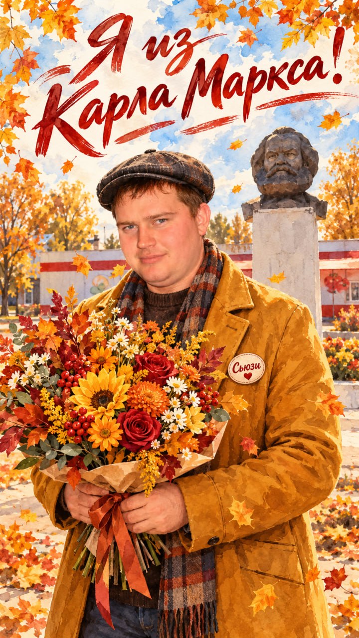 Я из Карла Маркса! https://hstai.ru/community/ Фотобудка ONLINE! Любые праздничные открытки, фото на паспорт, всё тут! — открытка 1, 17 октября 2026, HST AI