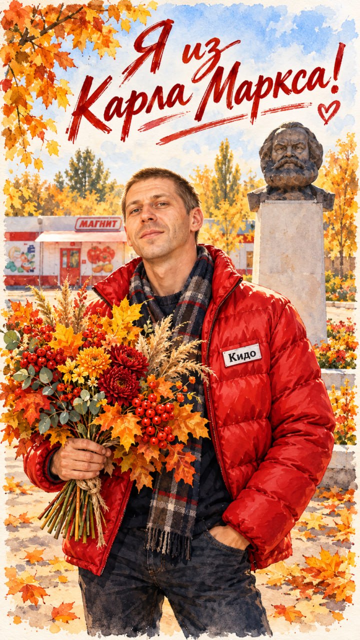 Я из Карла Маркса! https://hstai.ru/community/ Фотобудка ONLINE! Любые праздничные открытки, фото на паспорт, всё тут! — открытка 2, 17 октября 2026, HST AI